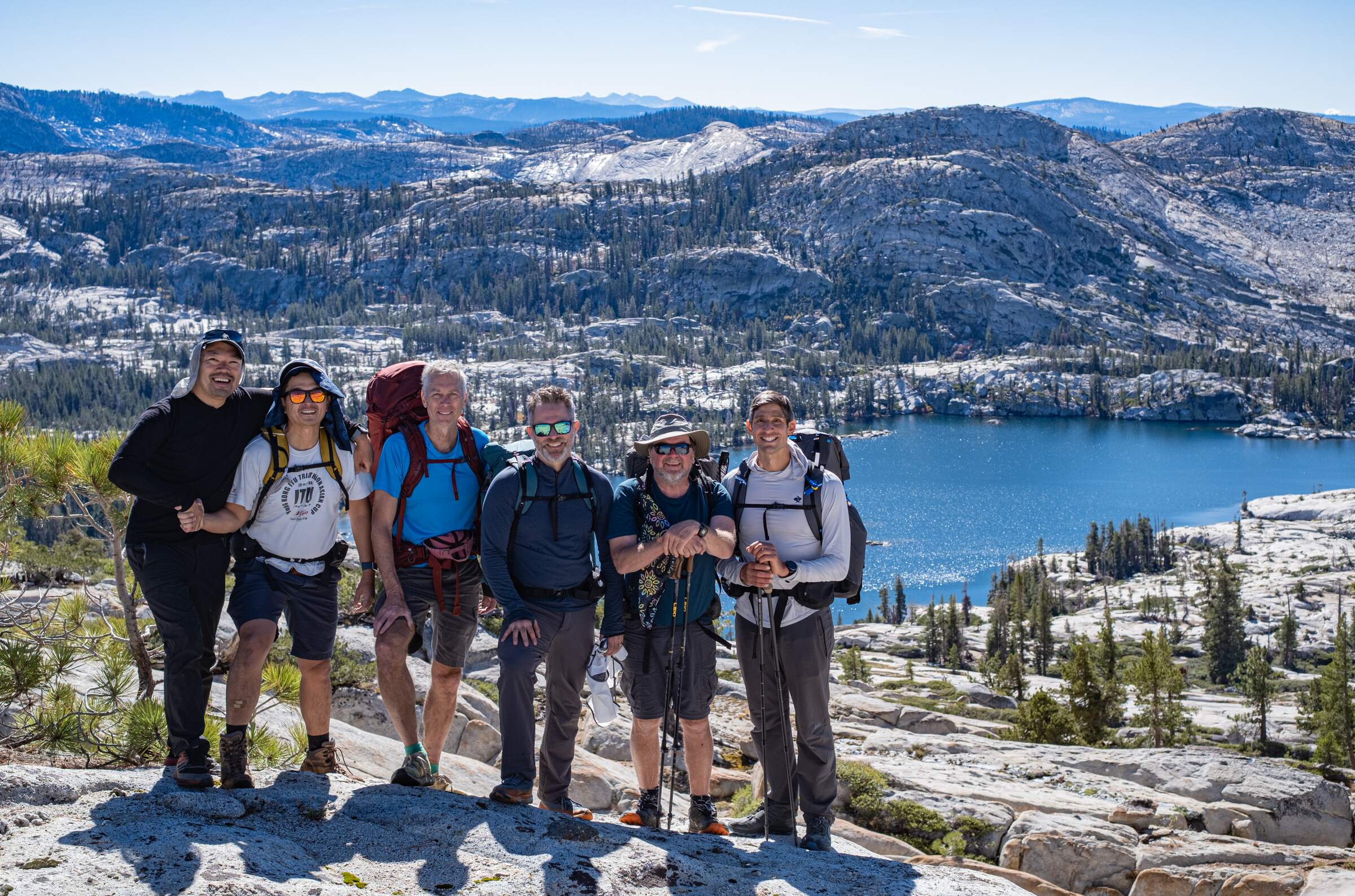 Fathers hiking together in the Sierra